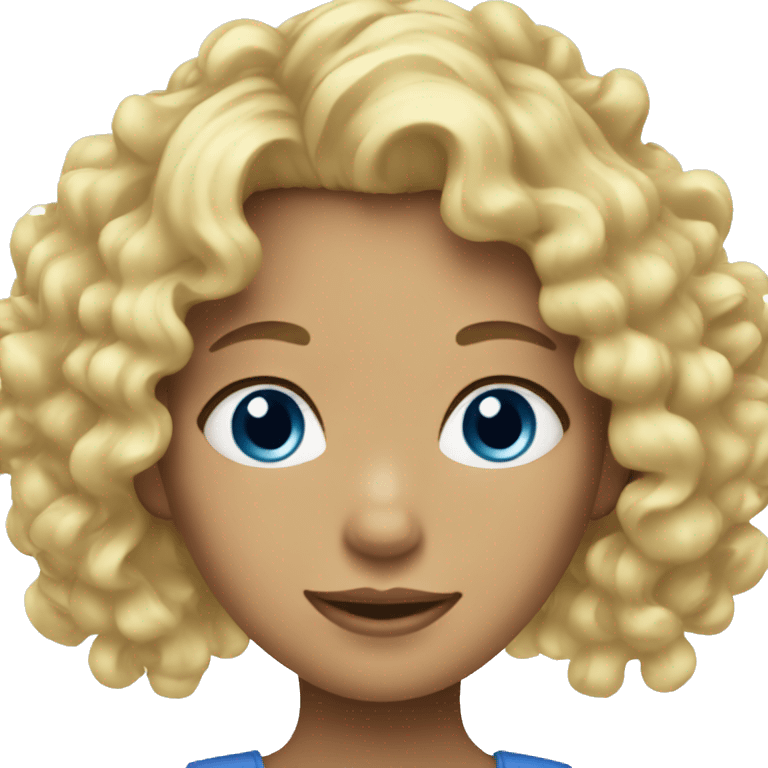 Girl with blonde curly hair and blue eyes emoji