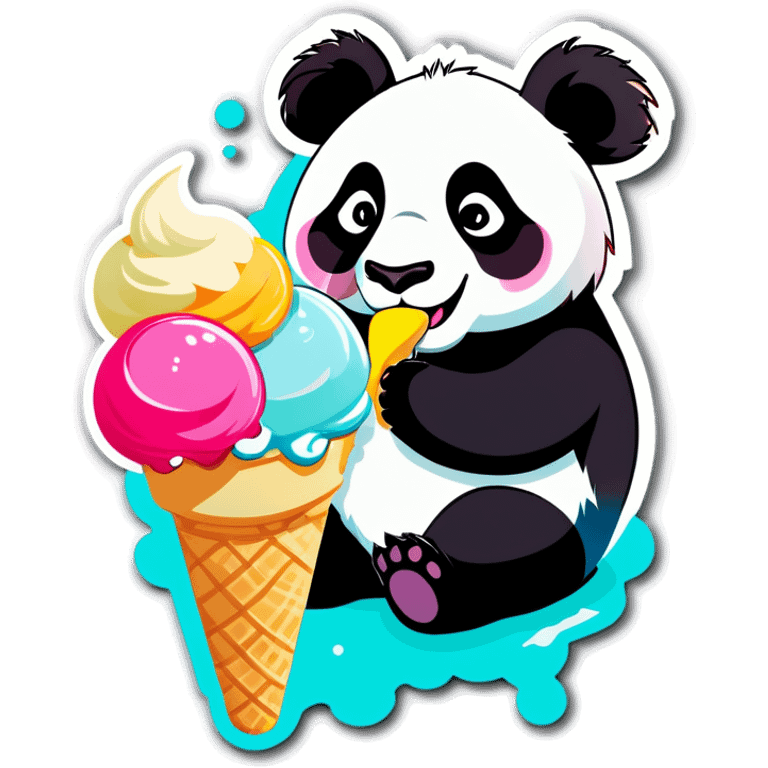 Panda eating ice cream emoji