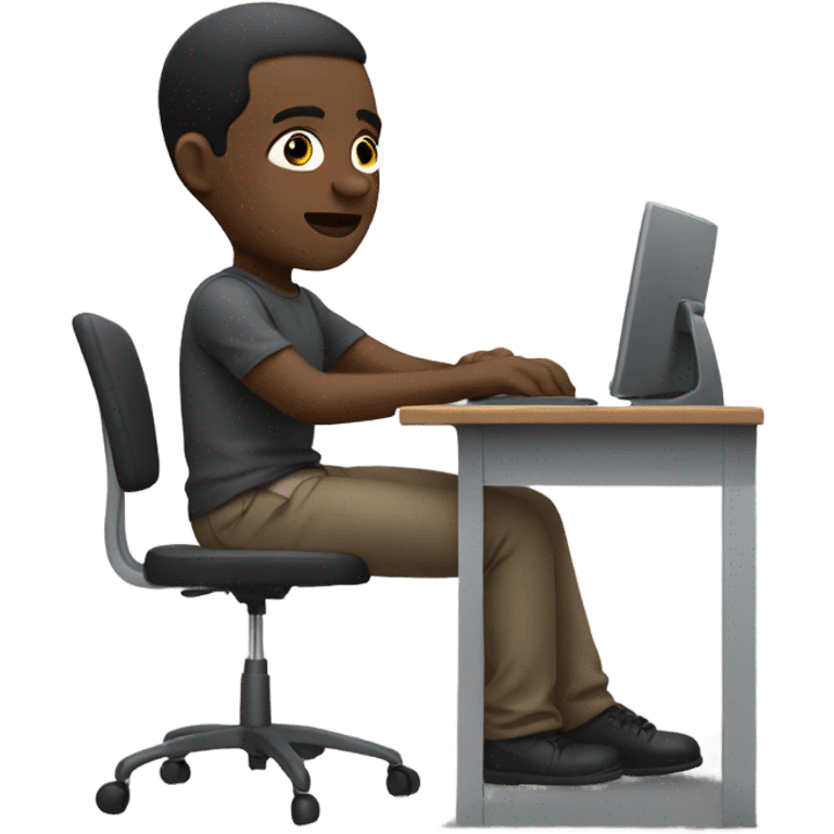 Black man on the computer emoji