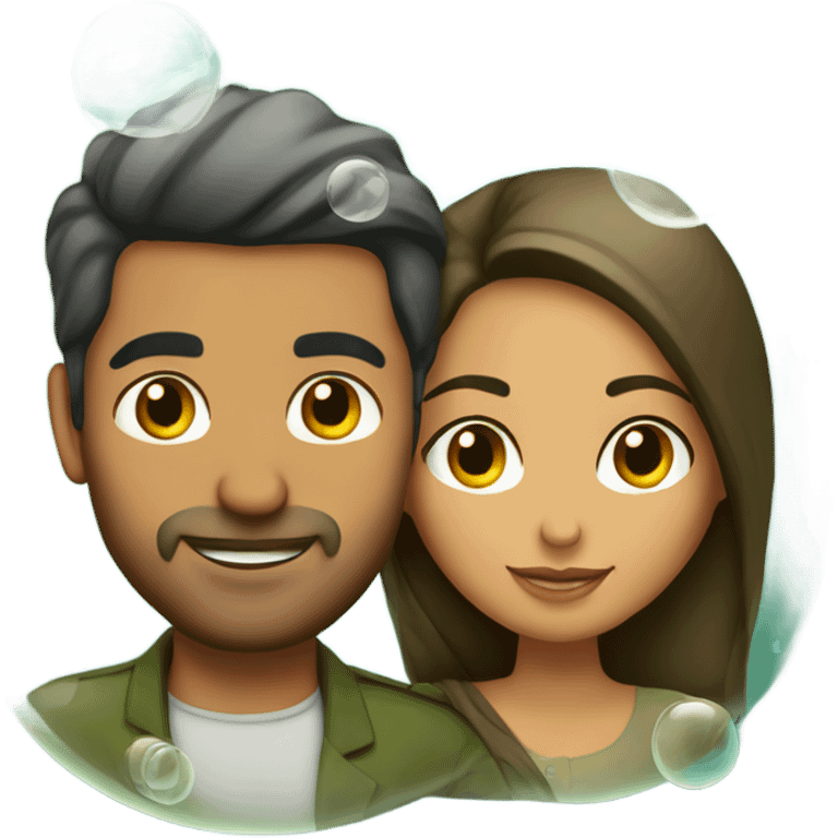 olive skin tone pakistani couple in bubbles emoji