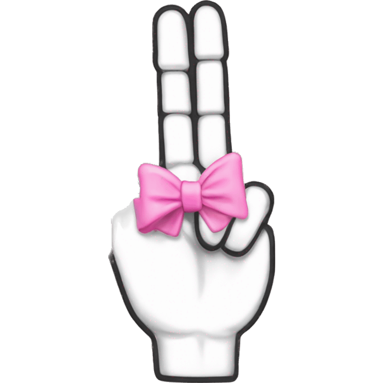 Middle finger with black nail and a pink bow emoji