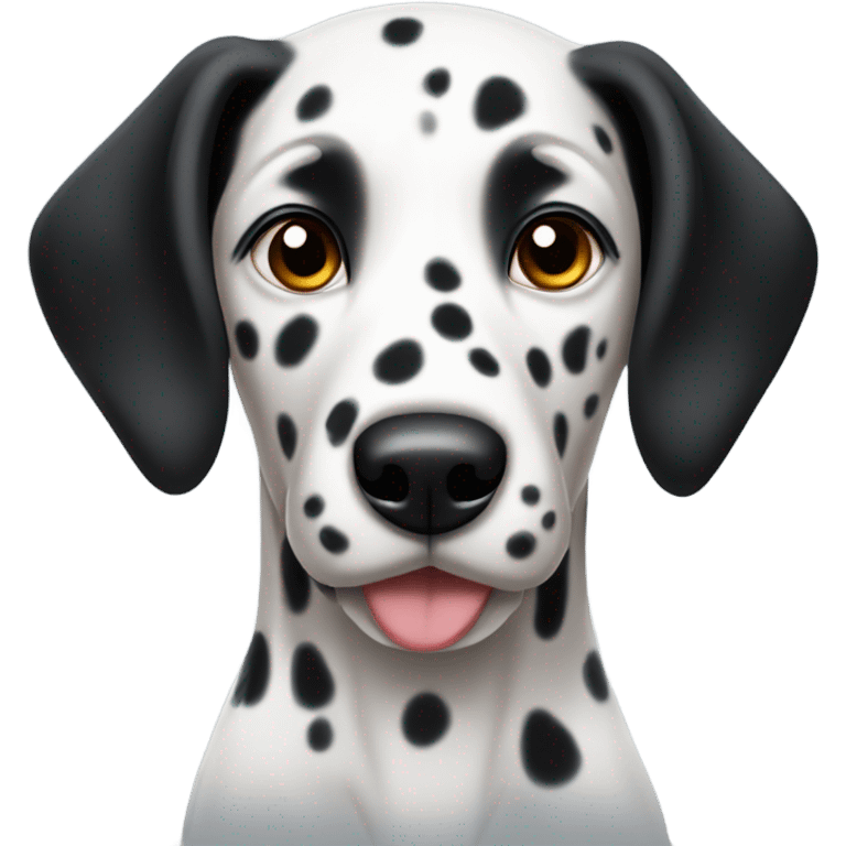 a female Dalmatian with brown eyes and all black ears emoji