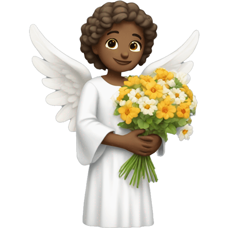 angel with bouquet of flowers emoji