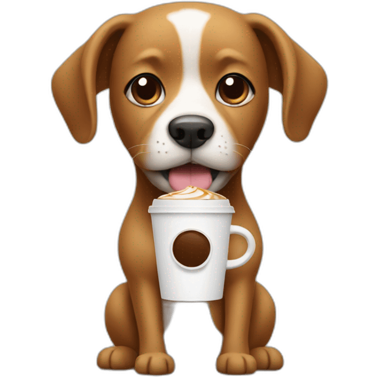 Dog with coffee emoji