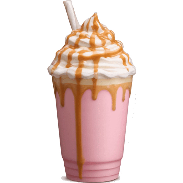 Soft pink Frappuccino caramel drizzle  with caramel creamer    emoji