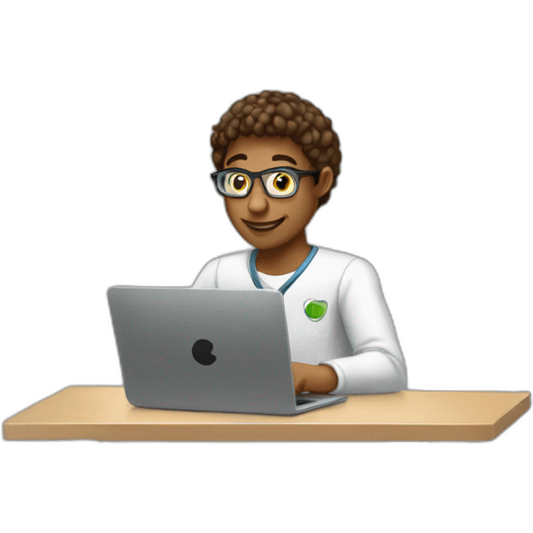 white computer engineering student with laptop studying emoji