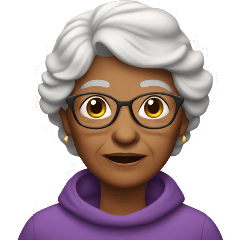 grandmother with iPhone emoji