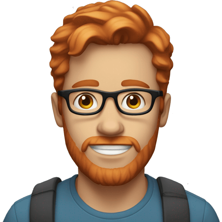 35 year old, male, red hair, pale, blue eyes, white glasses emoji