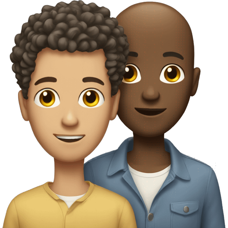  gay men black guys couple One bald One with curly hair.  emoji