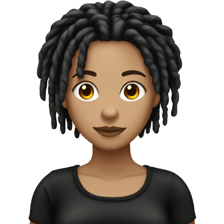 Tan girl with black locs dark white dress full body emoji