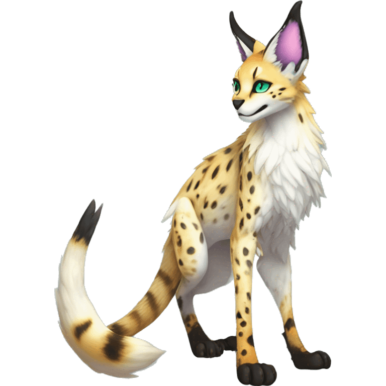 Epic Edgy Colorful ethereal eldritch Sergal-Serval-Fionbri full body emoji