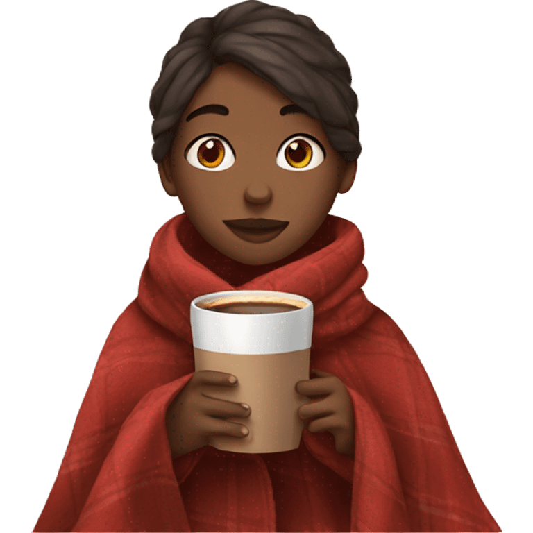 Girl with a blanket and hot chocolat emoji