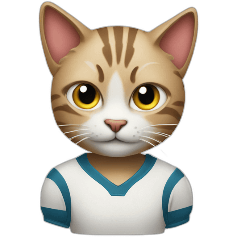 A cat as a footballer with a ball of thread emoji