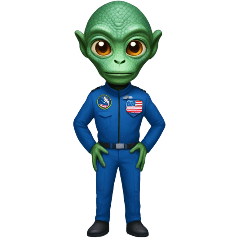 Reptilian Alien man general blue uniform usa space force, full body,  emoji