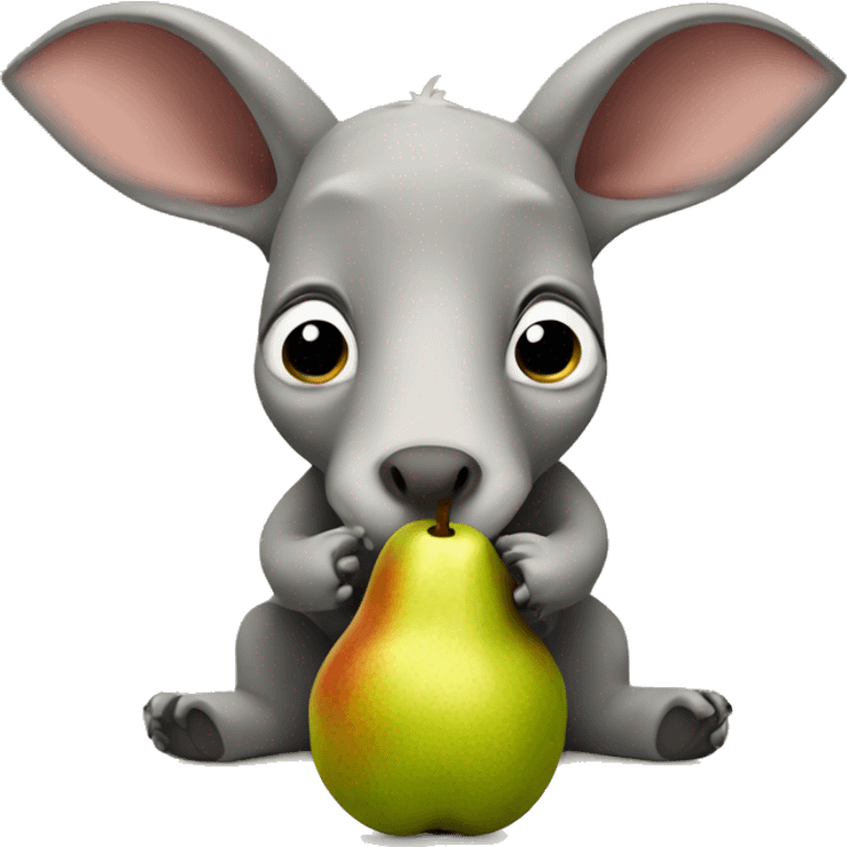 Aardvark eating a pear emoji