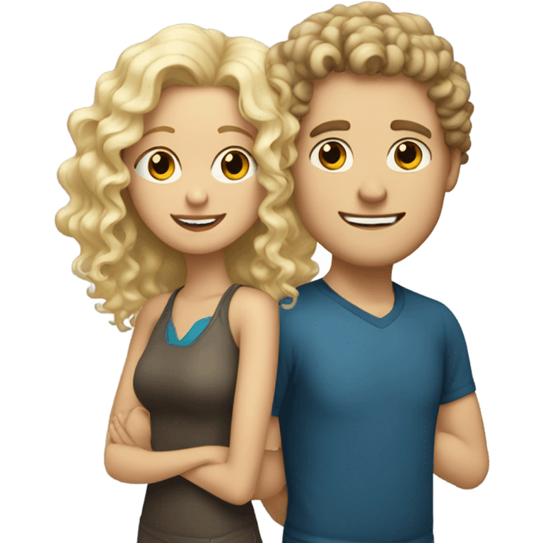 couple blonde girl and white guy with curly hair emoji