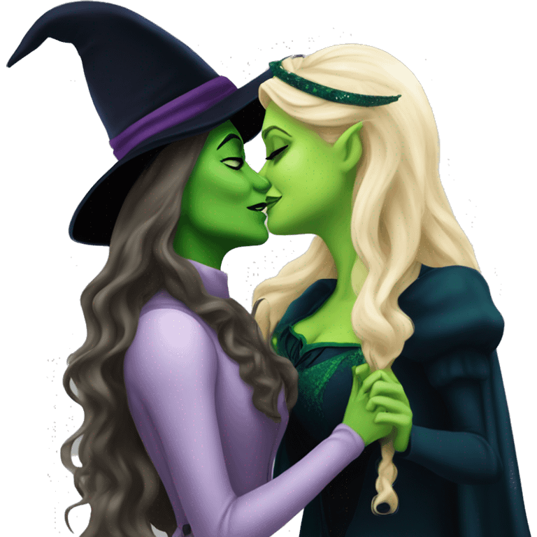 elphaba from wicked and glinda from wicked kissing each other emoji