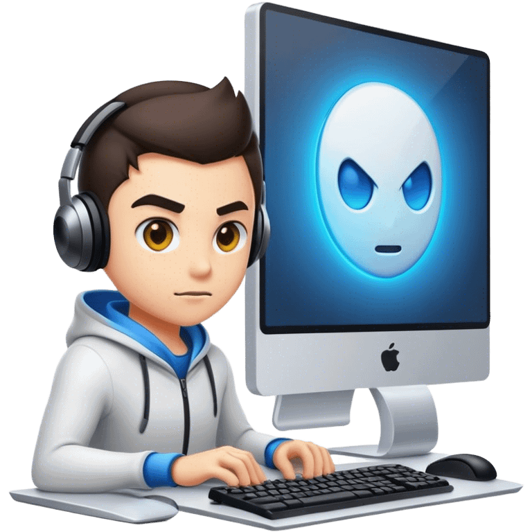 e-sportler on the computer emoji