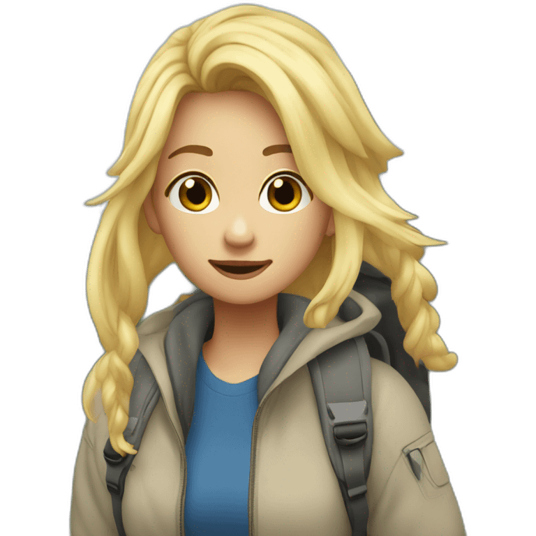 Momo hiking blond hair emoji