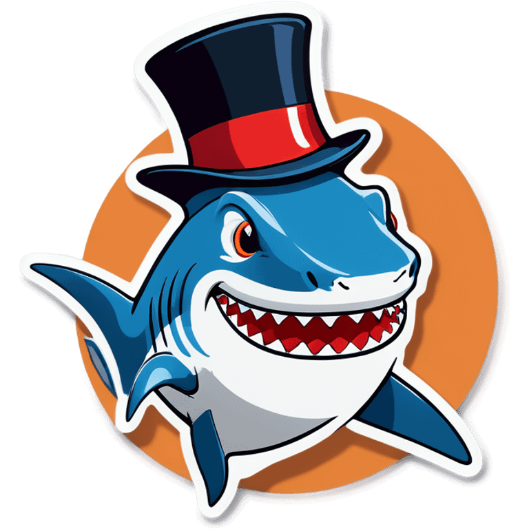 Shark with a top hat emoji