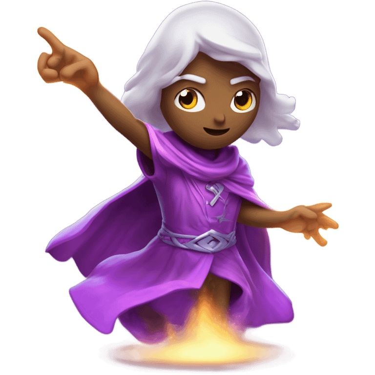 A concentrated beam of glowing purple magical energy, swirling with arcane symbols, shooting forward and bursting with sparks on impact. emoji