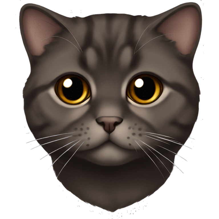 Dark brown Scottish fold kitty emoji