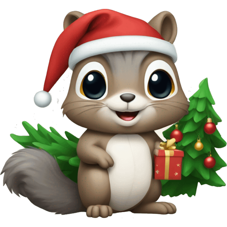 Squirrel with a Christmas tree emoji