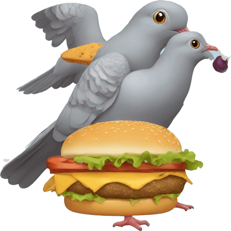 pigeon eating a burger emoji