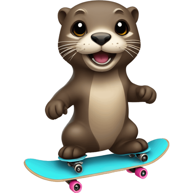 otter skate boarding emoji