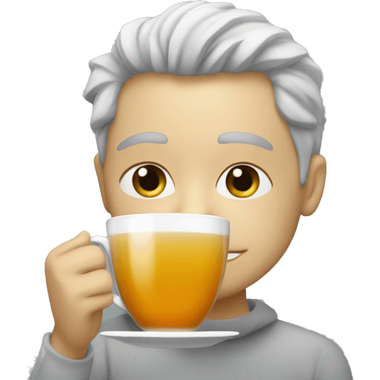 a white person drinking tea :0 emoji