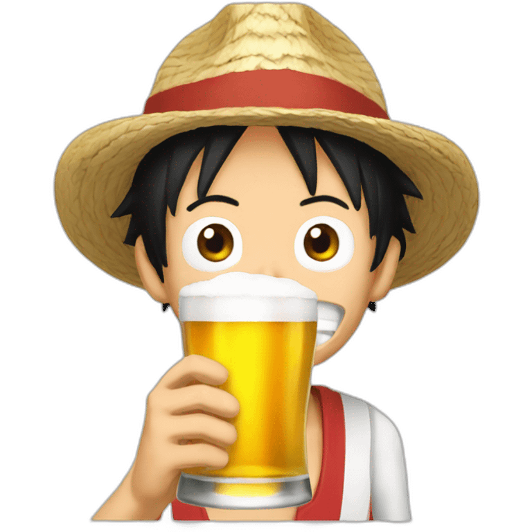 Luffy drinking beer emoji