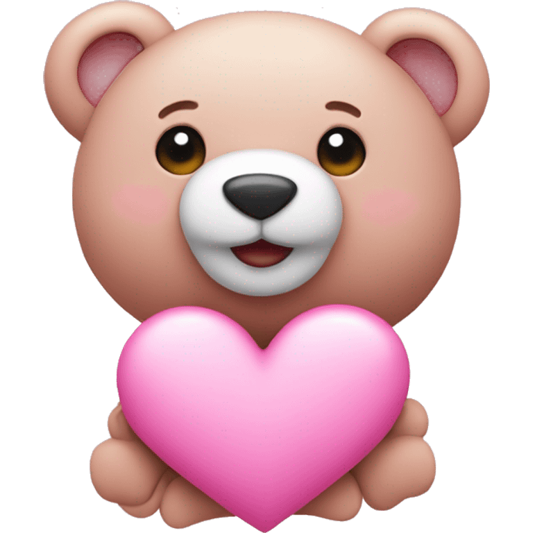 Pink heart with teddy at the front  emoji