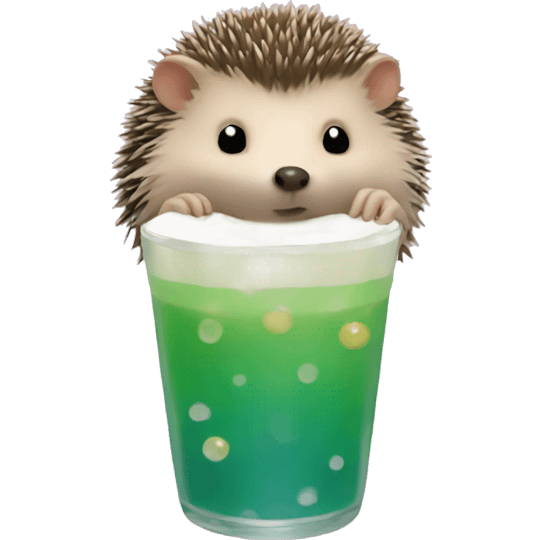 Hedgehog drinking boba emoji