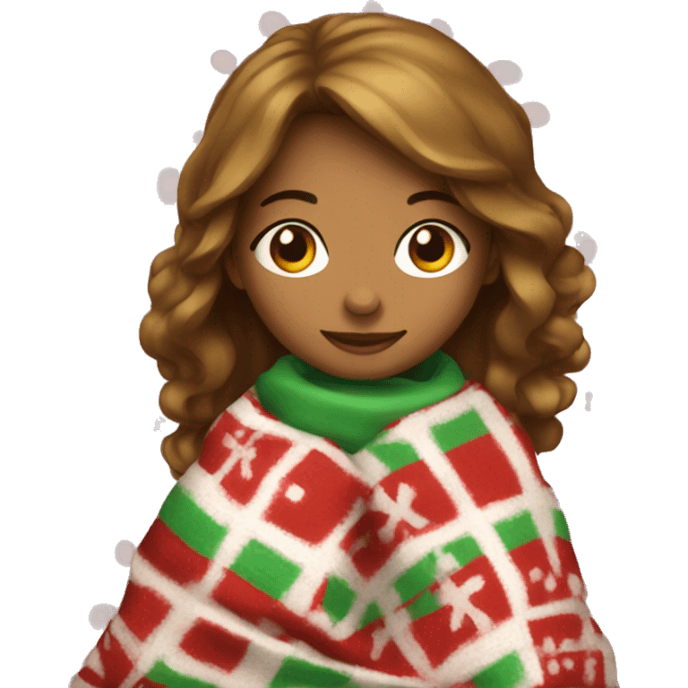 Girl with Christmas blanket  emoji