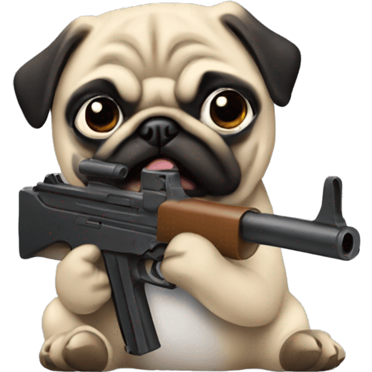 Pug with gun emoji