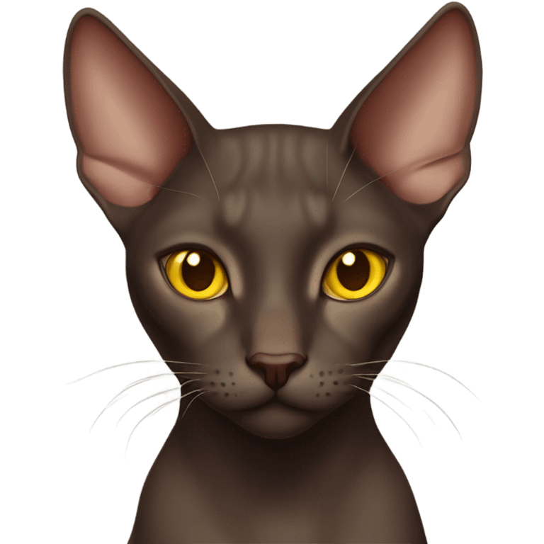 Chocolate oriental cat with yellow eyes emoji