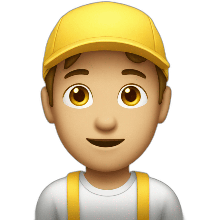 Boy wearing Yellow cap tube salesman emoji