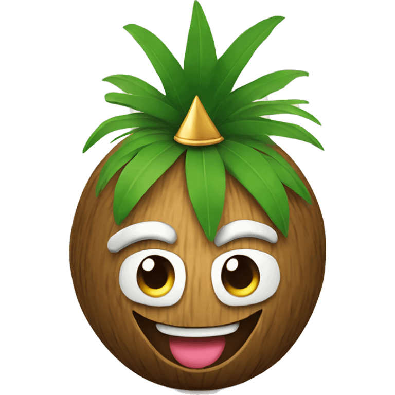 Smiling Coconut with crown  emoji