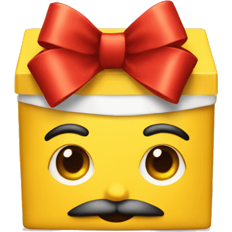 yellow preseent box with red bow and beard o barber emoji