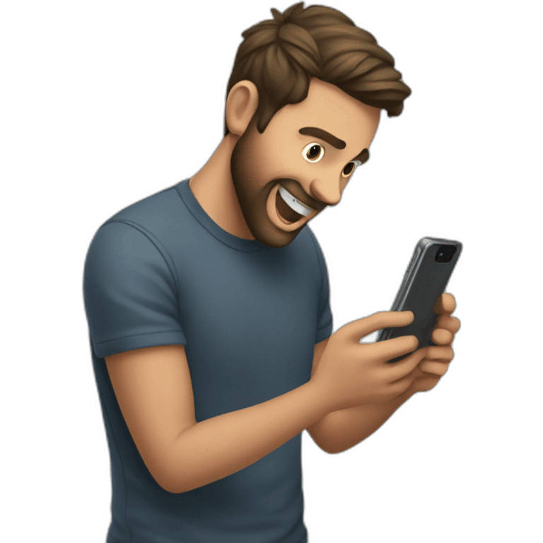 guy playing with phone scrolling addict emoji