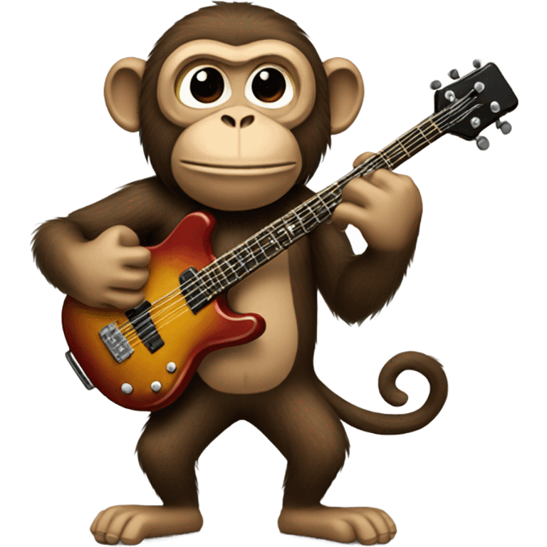 Monkey holding bass guitar emoji