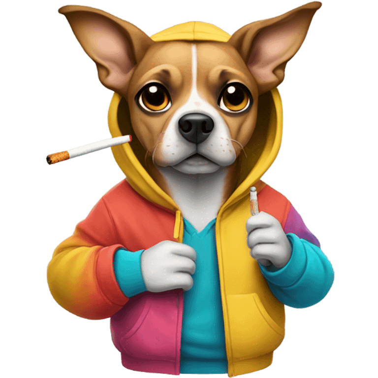 Dog in a hoodie smoking a cigarette emoji