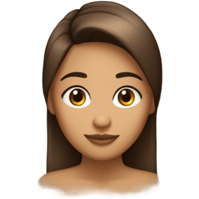 Chica pelo castaño piel morena clara ojos rasgados y cafés emoji