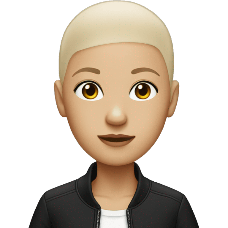 bald girl with black jacket emoji