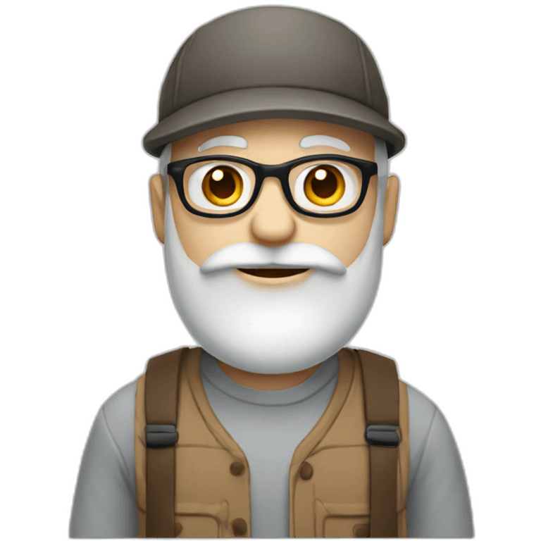 guy with white skin, flatcap, glasses and long beard emoji