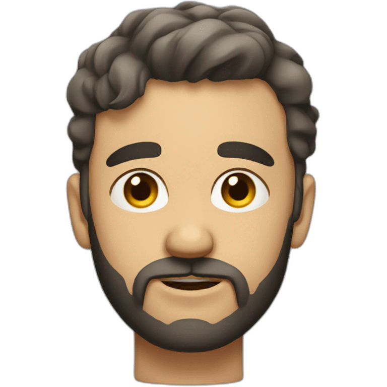 Man squinting his eyes with black beard and short wavy hair emoji