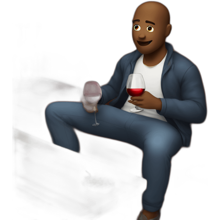 guy on couch drinking wine emoji