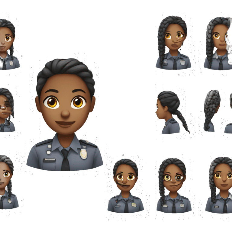 Black girl correction officer grey shirt no hat braids emoji