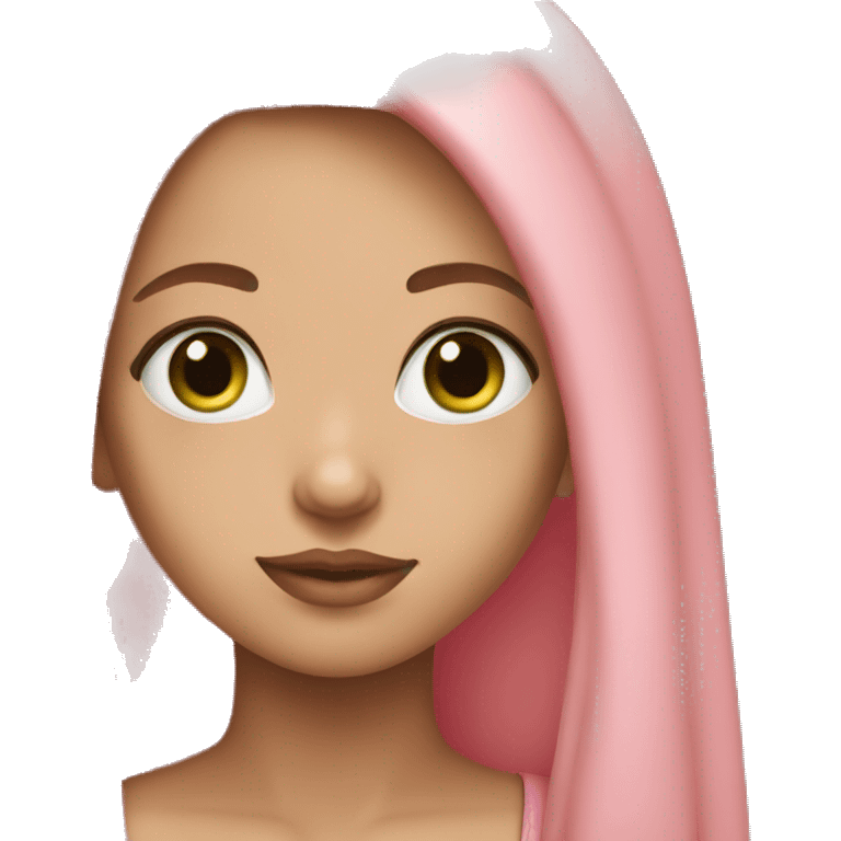 pretty girl with green eyes pink long hair and brown eyebrows emoji