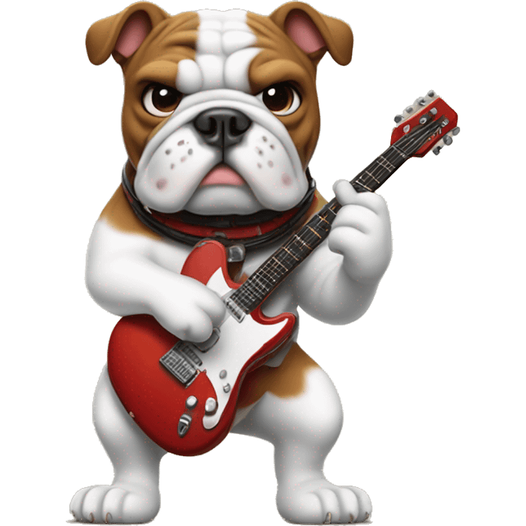 Bulldog playing electric guitar emoji